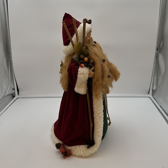 Christmas Tree Table Topper Santa Old World Nature Red Velvet Cape Green Body - Picture 2 of 16